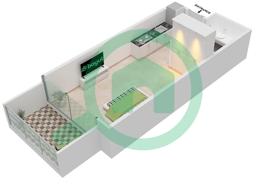 Golf Promenade 3A - Studio Apartment Unit 3-FLOOR 7 Floor plan Floor 7 interactive3D