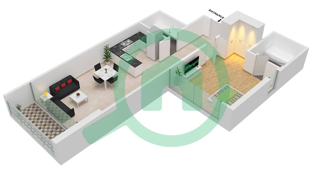 Golf Promenade 3A - 1 Bedroom Apartment Unit 6-FLOOR 7-8 Floor plan Floor 7-8 interactive3D