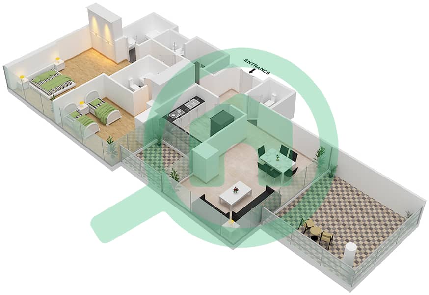 Golf Promenade 3A - 2 Bedroom Apartment Unit 1-FLOOR 8 Floor plan Floor 8 interactive3D