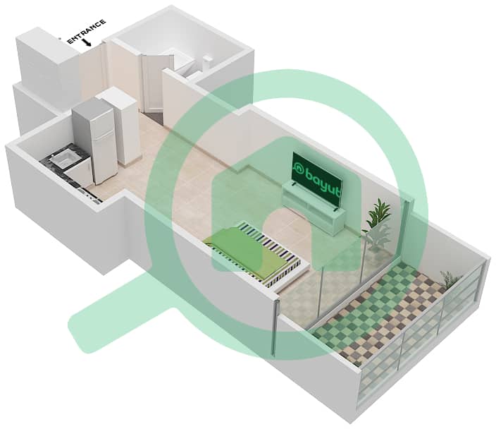 Golf Promenade 3A - Studio Apartment Unit 9-FLOOR 7 Floor plan Floor 7 interactive3D