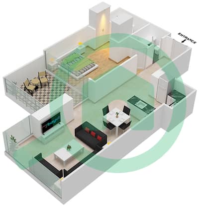 المخططات الطابقية لتصميم الوحدة 3-FLOOR 9 شقة 1 غرفة نوم - غولف بروميناد 3A