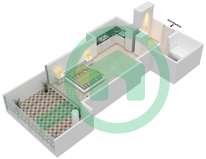 Golf Promenade 3A - Studio Apartment Unit 9-FLOOR 8 Floor plan Floor 8 interactive3D