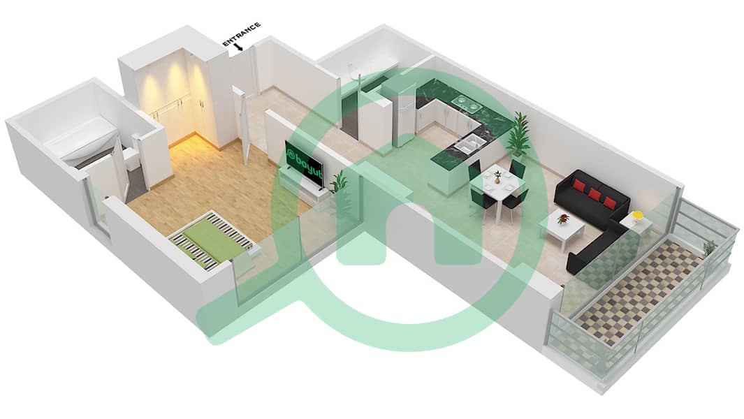 Golf Promenade 3A - 1 Bedroom Apartment Unit 6-FLOOR 9 Floor plan Floor 9 interactive3D