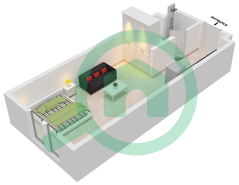 المخططات الطابقية لتصميم النموذج A شقة استوديو - حياتي أفينيو interactive3D