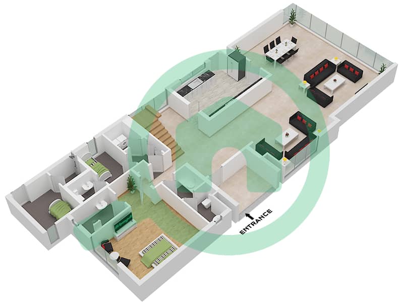 المخططات الطابقية لتصميم النموذج VD-1P فیلا 5 غرف نوم - ترامب استايت Ground Floor interactive3D