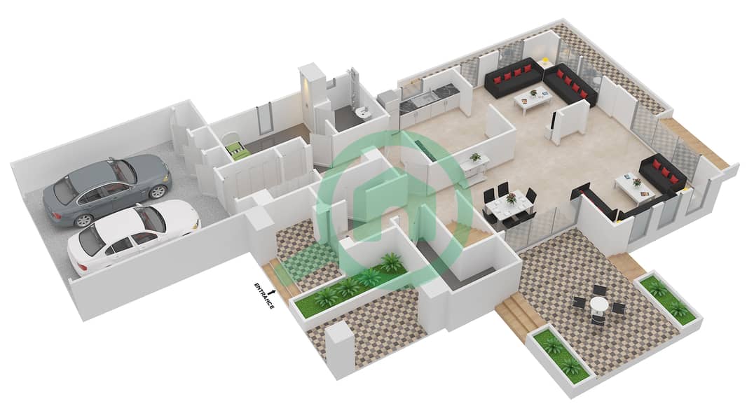 Терра Нова - Вилла 4 Cпальни планировка Тип 10 Ground Floor interactive3D