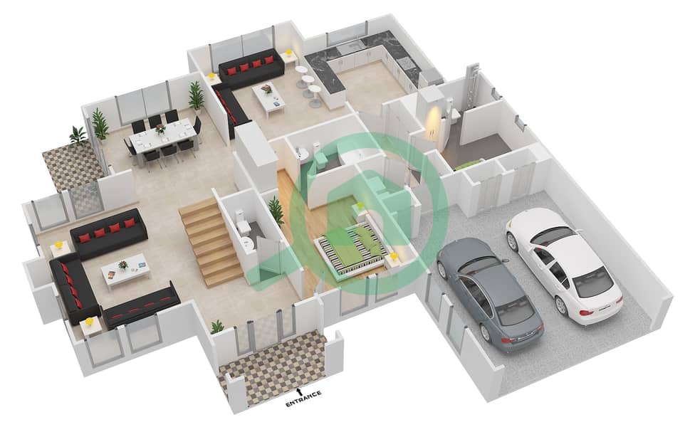Терра Нова - Вилла 4 Cпальни планировка Тип 16 Ground Floor interactive3D