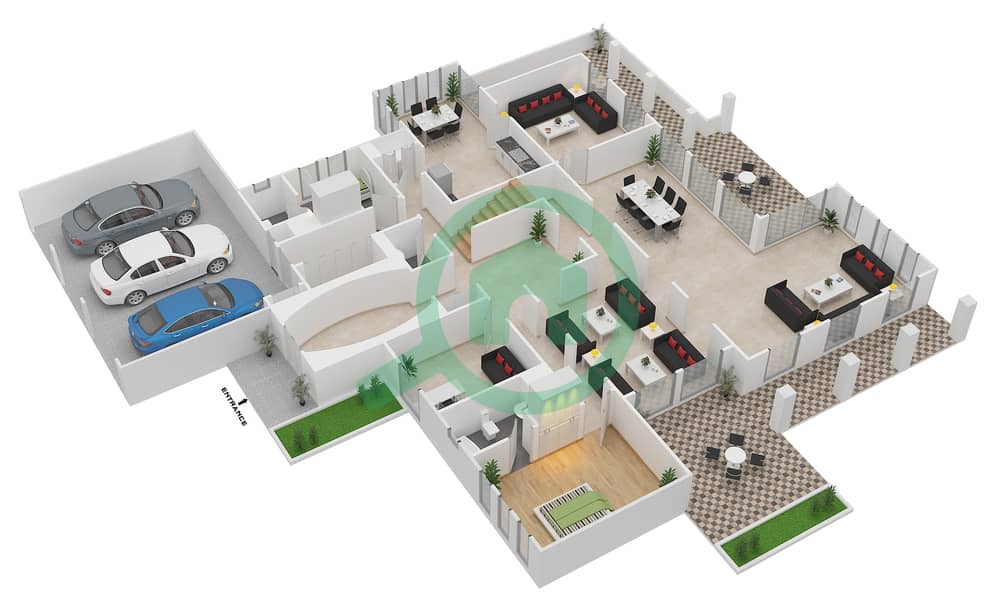 Терра Нова - Вилла 7 Cпальни планировка Тип 12 Ground Floor interactive3D