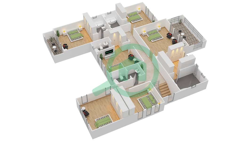 Terra Nova - 7 Bedroom Villa Type 19 Floor plan First Floor interactive3D