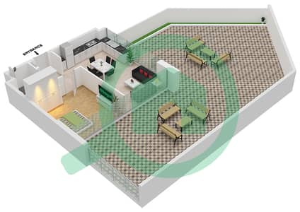المخططات الطابقية لتصميم النموذج 4A شقة 1 غرفة نوم - عزيزي ريفييرا 28