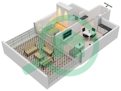 المخططات الطابقية لتصميم النموذج 2A شقة 1 غرفة نوم - عزيزي ريفييرا 28