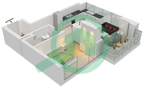 阿齐兹里维埃拉28号楼 - 1 卧室公寓类型1B戶型图