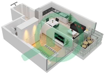 المخططات الطابقية لتصميم النموذج 2B شقة 1 غرفة نوم - عزيزي ريفييرا 28