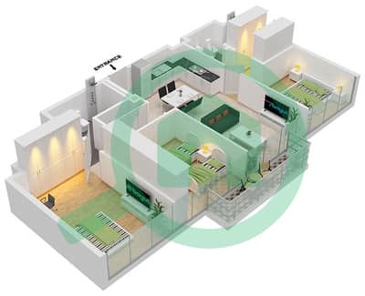 阿齐兹里维埃拉28号楼 - 3 卧室公寓类型2戶型图