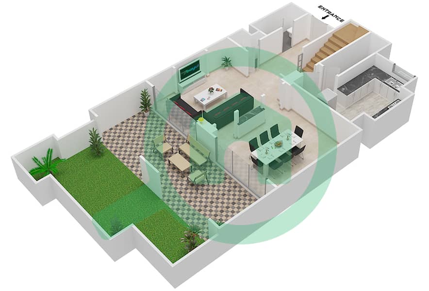 Attareen - 2 Bedroom Apartment Unit 5208 Floor plan interactive3D