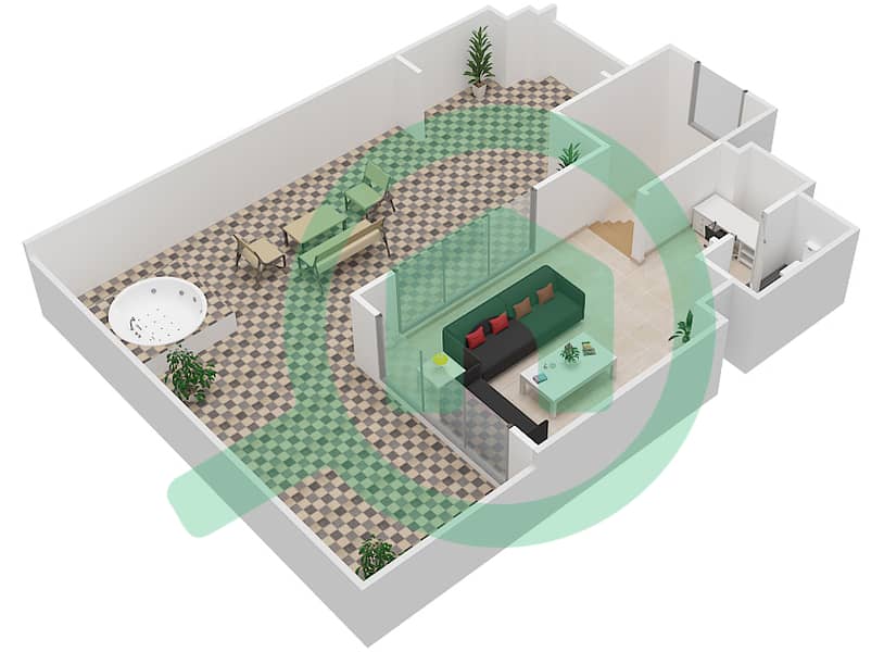 Attareen - 2 Bedroom Apartment Unit 5208 Floor plan interactive3D