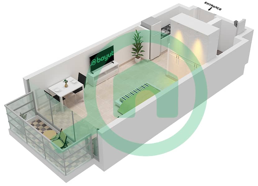 المخططات الطابقية لتصميم النموذج 2B شقة استوديو - عزيزي ريفييرا 28 2-7 Floor interactive3D