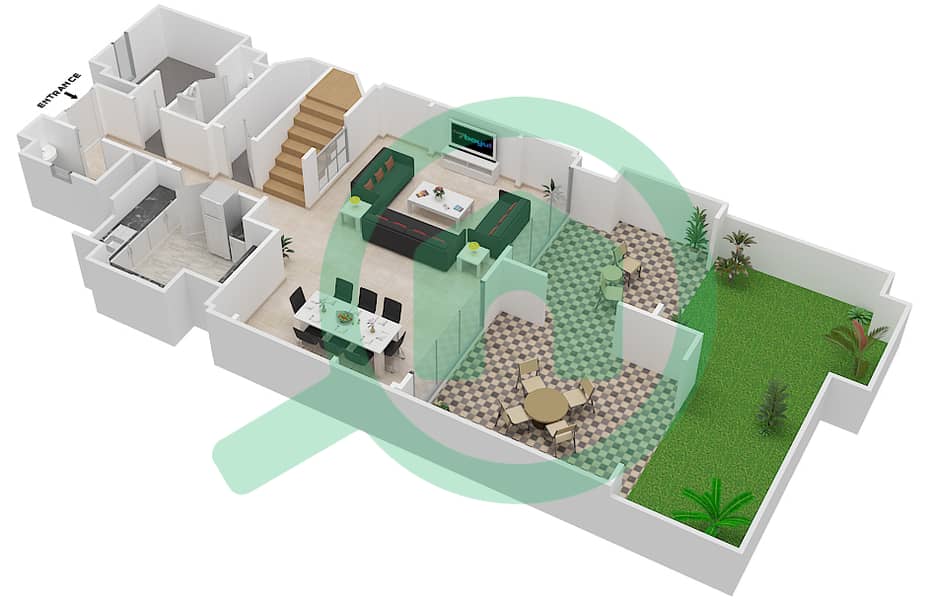 Attareen - 3 Bedroom Apartment Unit 5225 Floor plan interactive3D