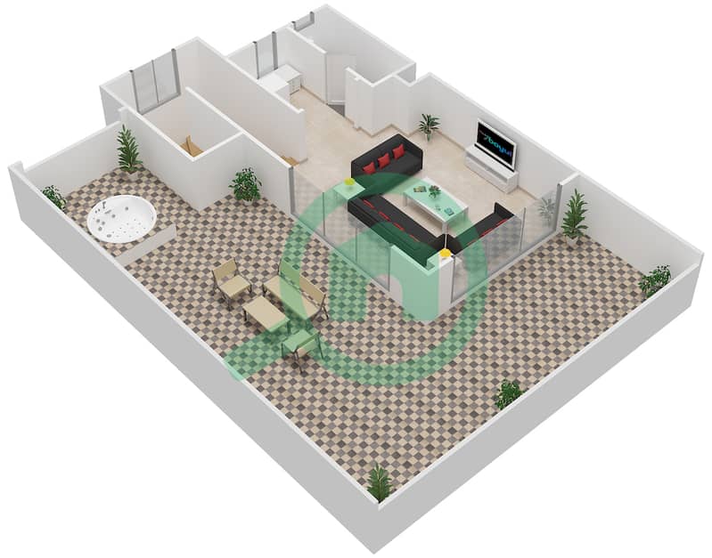 Attareen - 3 Bedroom Apartment Unit 1230 Floor plan interactive3D