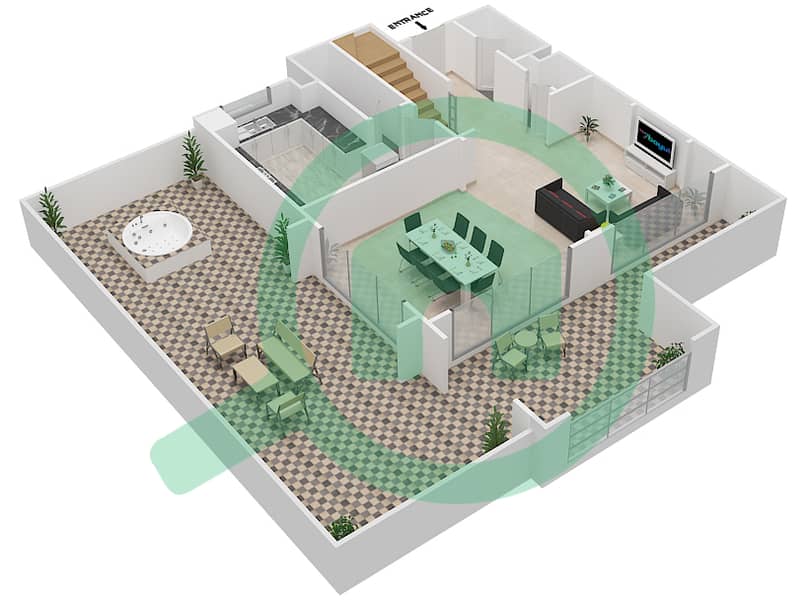 Аттаэрин - Апартамент 2 Cпальни планировка Единица измерения 2236 interactive3D