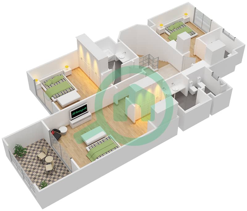 Attareen - 3 Bedroom Apartment Unit 5224 Floor plan interactive3D