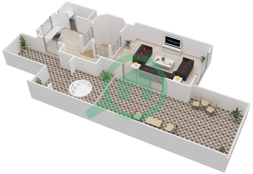 阿塔林公寓 - 3 卧室公寓单位1231戶型图 interactive3D
