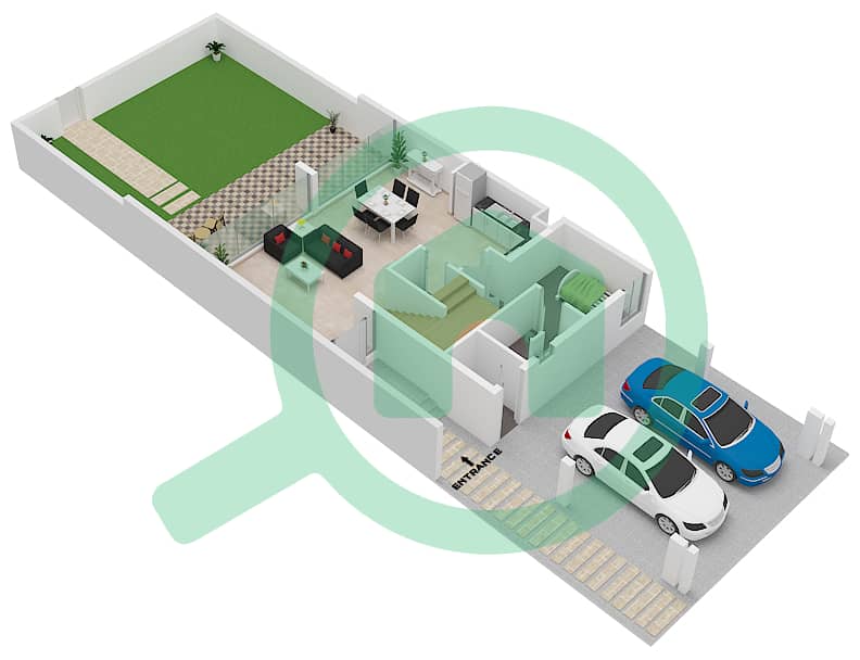 Эден - Таунхаус 3 Cпальни планировка Единица измерения UNIT-8 PLEX-TH 02 Ground Floor interactive3D