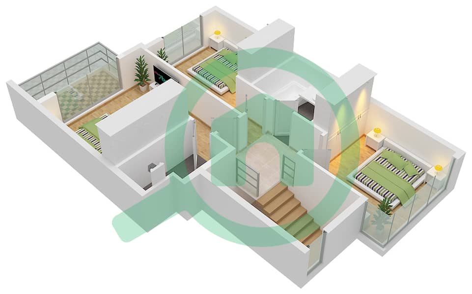 Эден - Таунхаус 3 Cпальни планировка Единица измерения UNIT-8 PLEX-TH 02 First Floor interactive3D