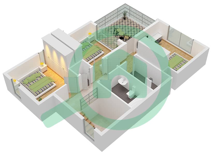 Эден - Таунхаус 4 Cпальни планировка Единица измерения UNIT-9 PLEX-TH 01 First Floor interactive3D