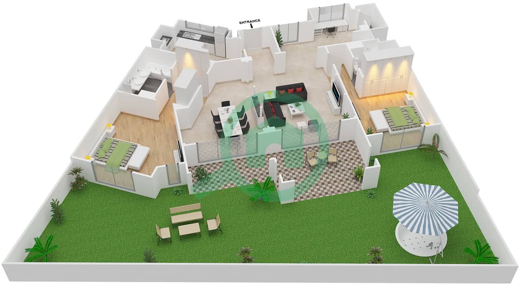 Attareen - 2 Bedroom Apartment Unit 5223 Floor plan interactive3D