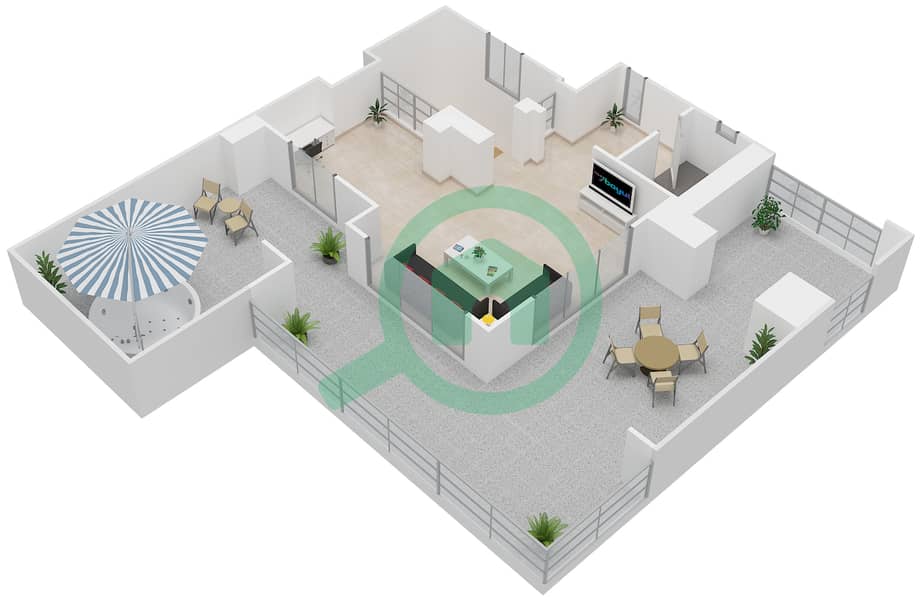 Аттаэрин - Апартамент 2 Cпальни планировка Единица измерения 6214 interactive3D