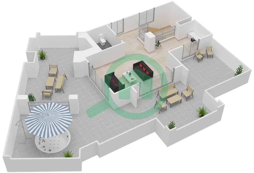 Attareen - 2 Bedroom Apartment Unit 6223 Floor plan interactive3D