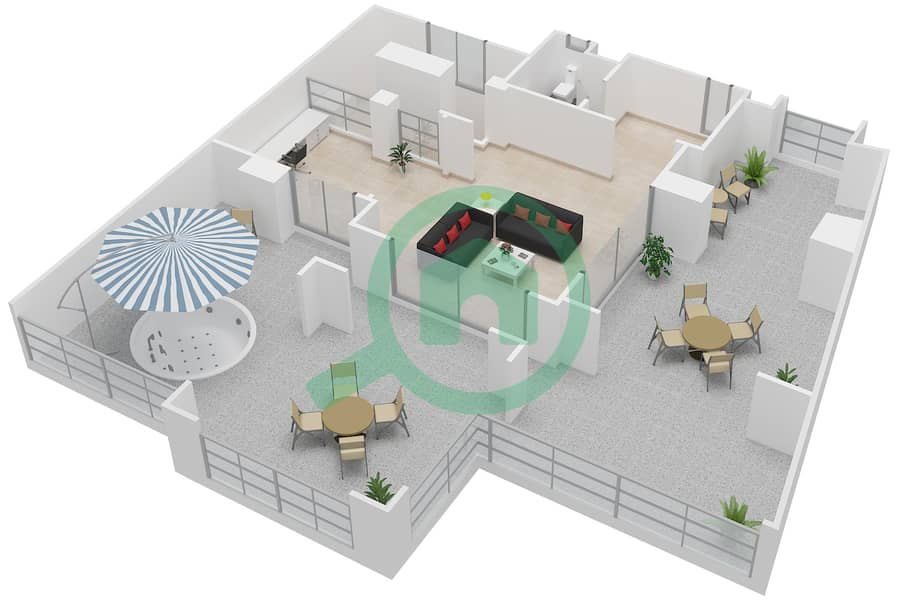 Attareen - 2 Bedroom Apartment Unit 6217 Floor plan interactive3D