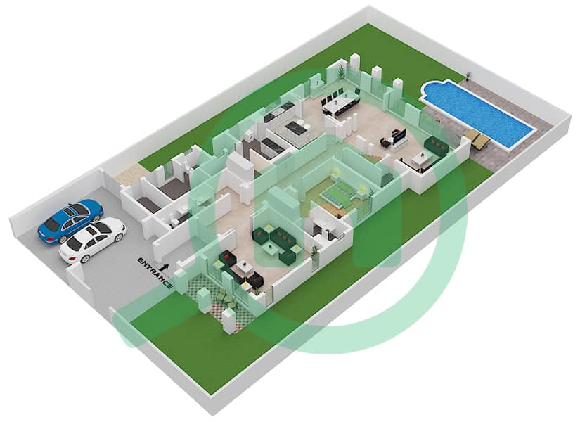 District One - 3 Bedroom Villa Type D Floor plan Ground Floor interactive3D