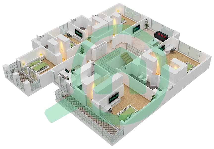 District One - 6 Bedroom Villa Type F Floor plan First Floor interactive3D