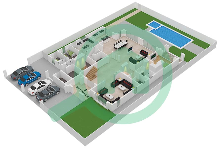 District One - 6 Bedroom Villa Type I Floor plan Ground Floor interactive3D