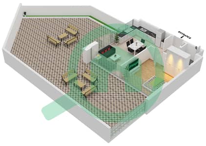 المخططات الطابقية لتصميم النموذج 1A شقة 1 غرفة نوم - عزيزي ريفييرا 35