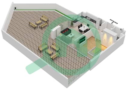 المخططات الطابقية لتصميم النموذج 1A شقة 1 غرفة نوم - عزيزي ريفييرا 35
