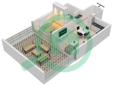 المخططات الطابقية لتصميم النموذج 2A شقة 1 غرفة نوم - عزيزي ريفييرا 35