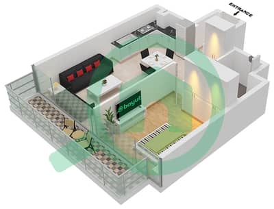 المخططات الطابقية لتصميم النموذج 3B شقة 1 غرفة نوم - عزيزي ريفييرا 35