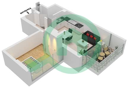 Азизи Ривьера 35 - Апартамент 1 Спальня планировка Тип 4B