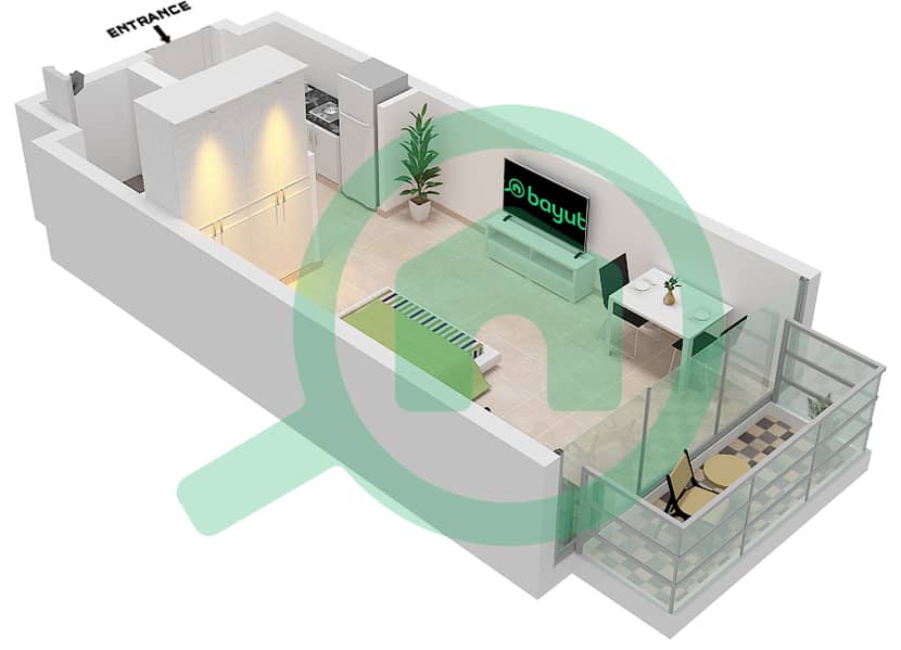 المخططات الطابقية لتصميم النموذج 1B شقة استوديو - عزيزي ريفييرا 35 2-7 Floor interactive3D