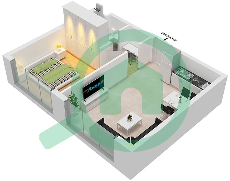 المخططات الطابقية لتصميم النموذج / الوحدة B4/15    FLOOR 6 شقة 1 غرفة نوم - أبراج التنين interactive3D