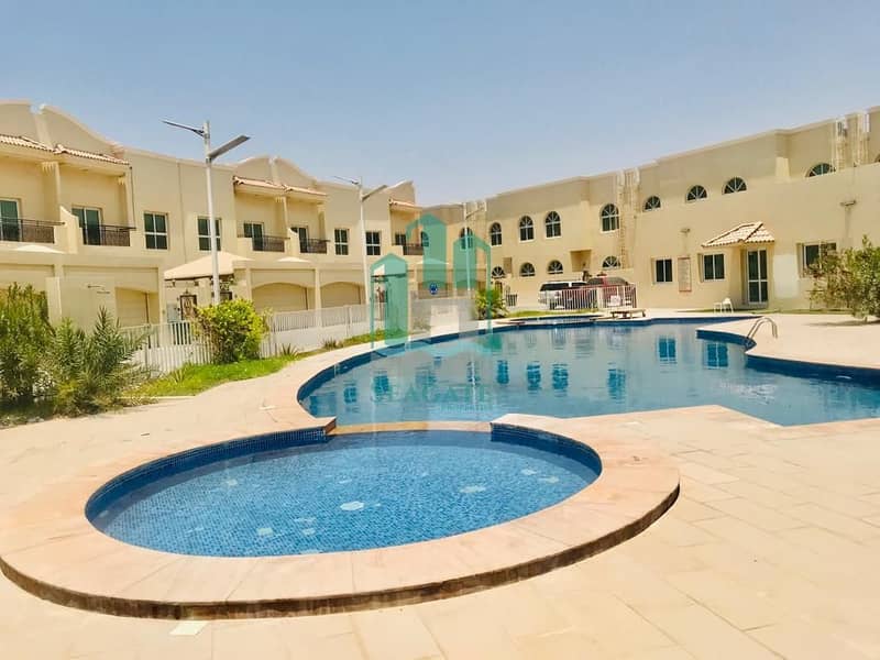 New finish  4 bedroom plus maid compound villa with shared pool and gym in Al Barsha 1