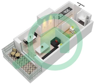 Al Raha Lofts - Studio Apartment Type S-2 Floor plan