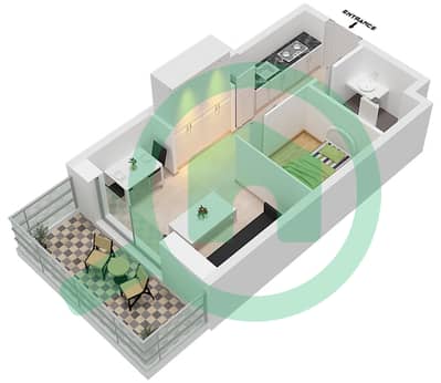 Al Raha Lofts - Studio Apartment Type S-3 Floor plan
