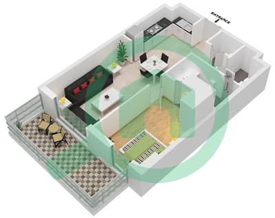 Al Raha Lofts - 1 Bedroom Apartment Type 1B-2 Floor plan