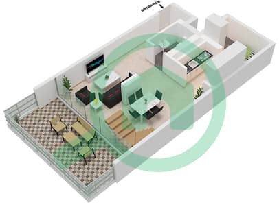 Al Raha Lofts - 2 Bedroom Apartment Type 1DB-4 Floor plan