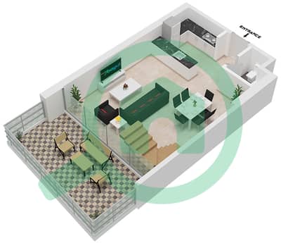 Al Raha Lofts - 2 Bedroom Apartment Type 1DB-5 Floor plan