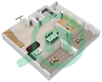 Al Raha Lofts - 4 Bedroom Apartment Type 4DB-2 Floor plan
